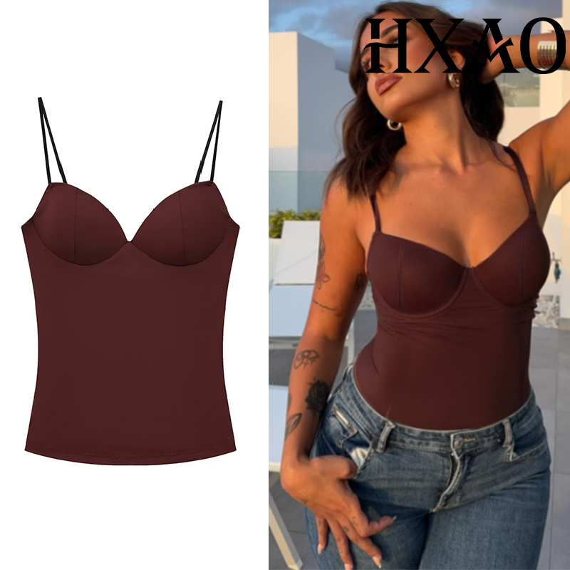 Suspender Tank Top - 여성용 HXAO 민소매 크롭탑 코르셋 캐미솔