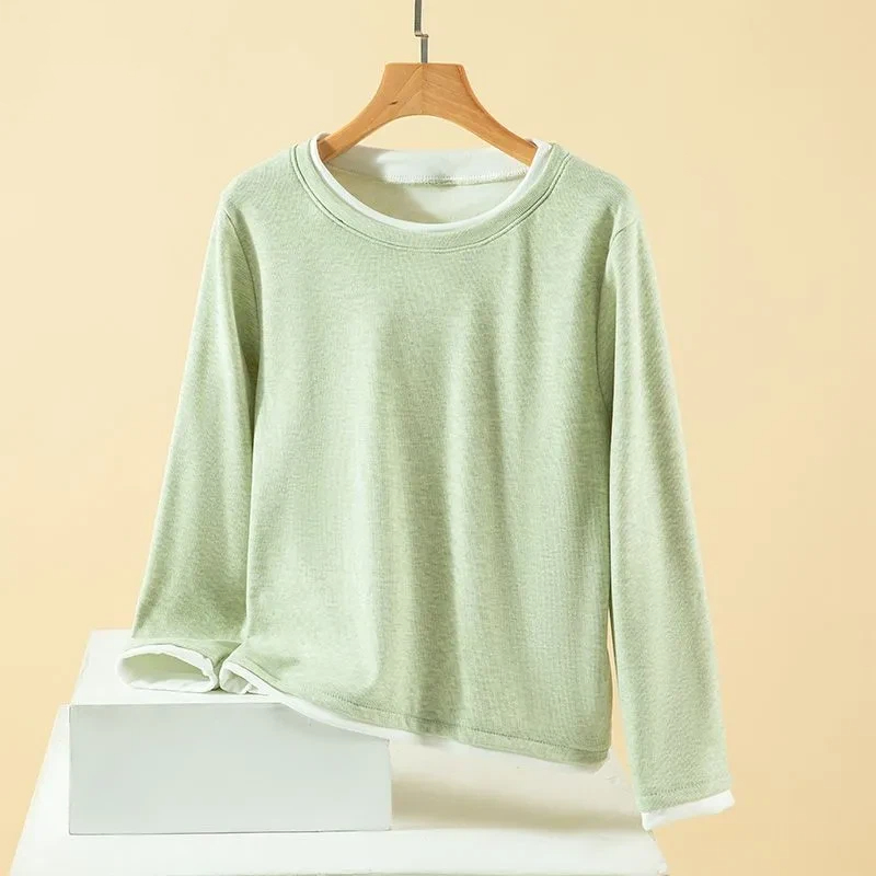 여성 플러스 사이즈 페이크 투피스 크루넥 드랄론 보온  - Undershirt Crew Neck 리뷰 및 가격