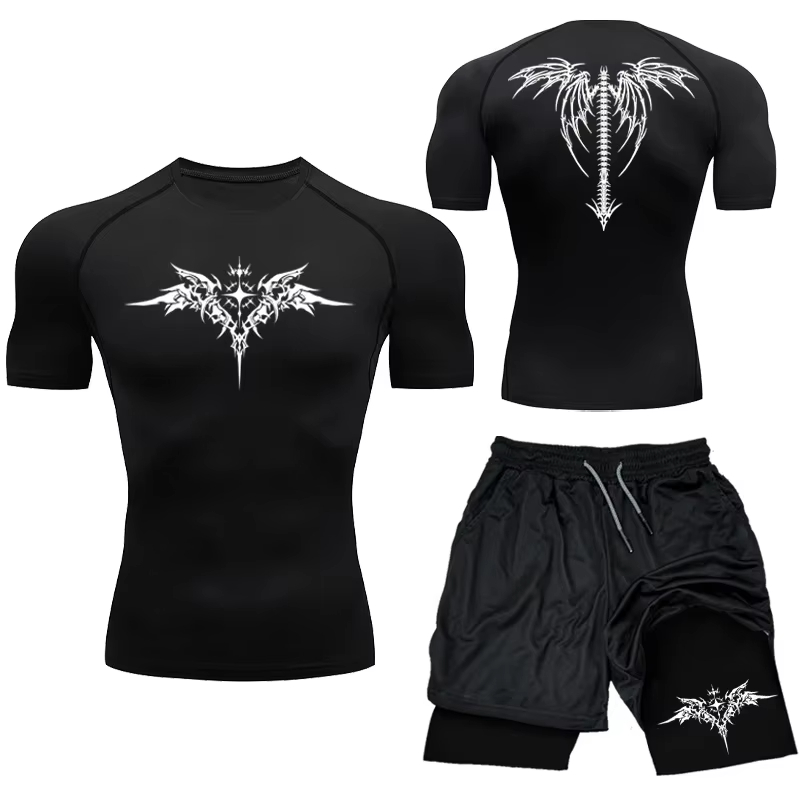 새로운 남성 MMA 압축 운동 세트 - 속건성 체육관  - Compression Shorts Athletes 리뷰 및 가격