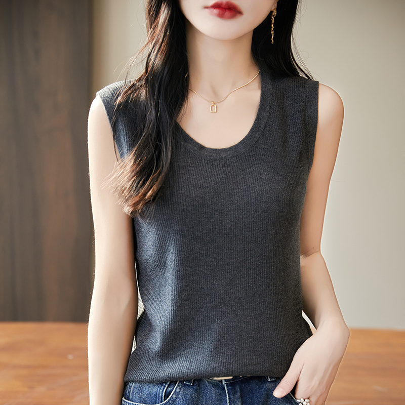 WinvyNee 여성 딥 크루 넥 워스티드 울 리브 슬 - Tank Top Ribbed 리뷰 및 가격